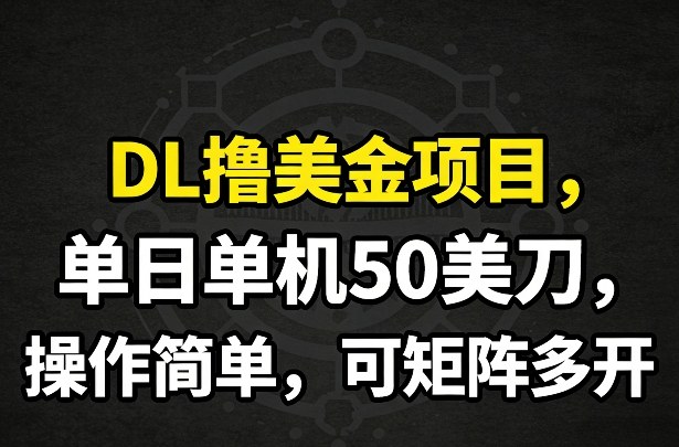 DL撸美金项目，单日单机50美刀，操作简单，可矩阵多开-54资源网