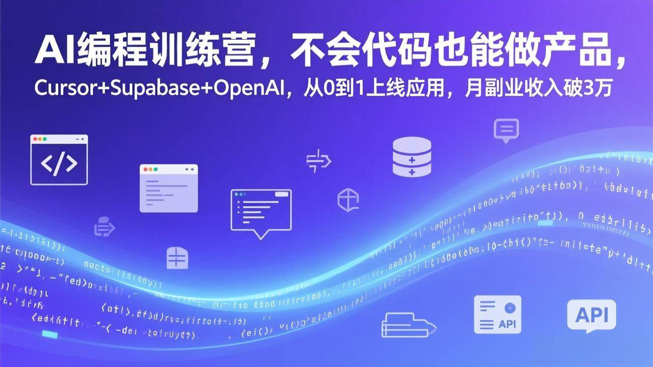 （17388期）AI编程训练营，不会代码也能做产品，Cursor+Supabase+OpenAI，从0到1上线应用，月副业收入破3万-54资源网