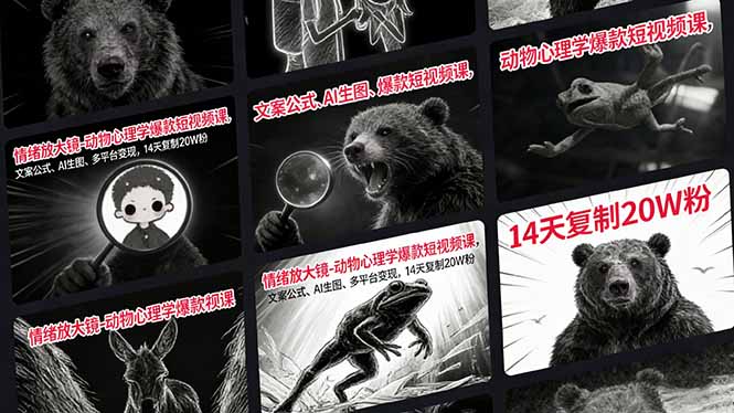 情绪放大镜-动物心理学爆款短视频课，文案公式、AI生图、多平台变现，14天复制20W粉-54资源网