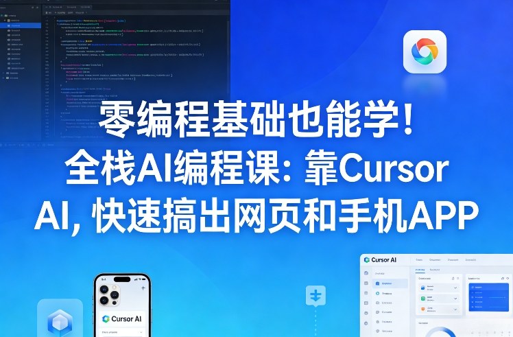 零编程基础也能学！全栈AI编程课：靠Cursor AI，快速搞出网页和手机APP-54资源网