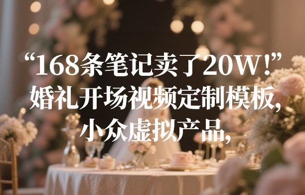 168条笔记卖了20W！婚礼开场视频定制模板，小众虚拟产品-54资源网