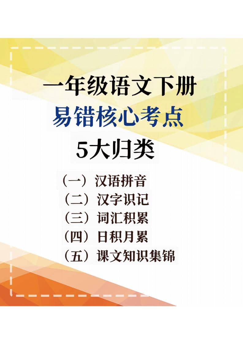 一年级下语文期末复习易错核心考点-54资源网