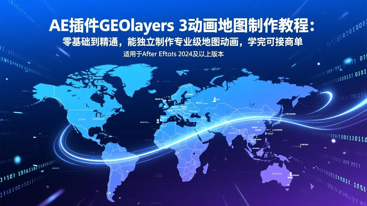 AE插件GEOlayers 3动画地图制作教程：零基础到精通，能独立制作专业级地图动画，学完可接商单-54资源网