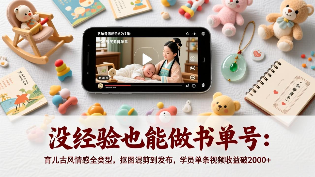 没经验也能做书单号：育儿古风情感全类型，抠图混剪到发布，学员单条视频收益破2000+-54资源网