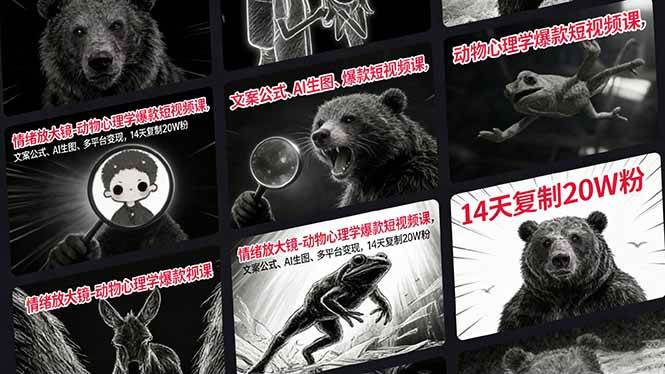（17376期）情绪放大镜-动物心理学爆款短视频课，文案公式、AI生图、多平台变现，14天复制20W粉-54资源网